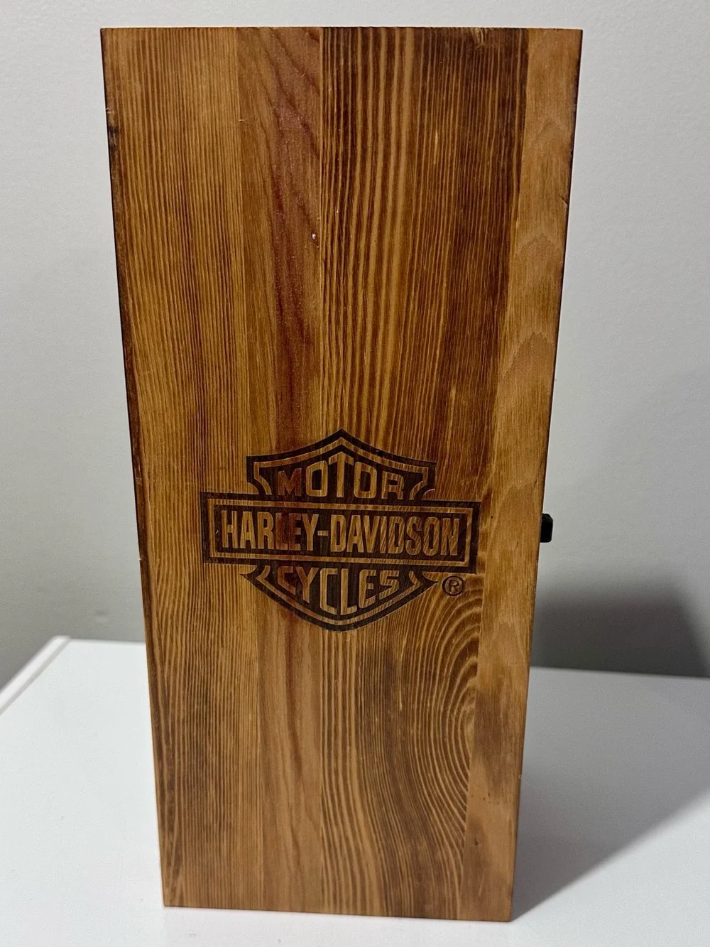 Harley-Davidson Branded Wood Display Case with Whisky Decanter